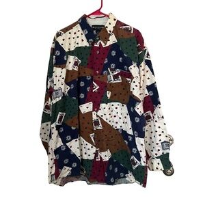 Vintage 90’s Deck of Cards Button-Down Cotton Shirt XL